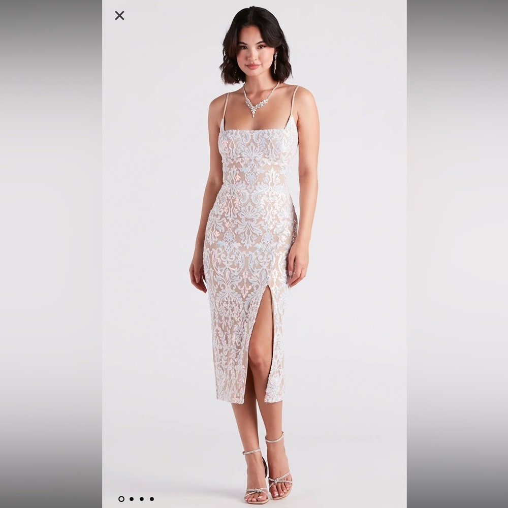 Windsor- Jeanne formal sequin midi slit dress